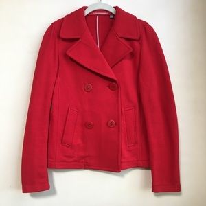 Uniqlo Red Cotton Double Breasted Short Peacoat